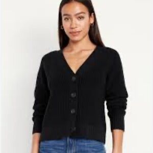 Cyrus V-neck button-front boxy oversized cardigan sweater - XS